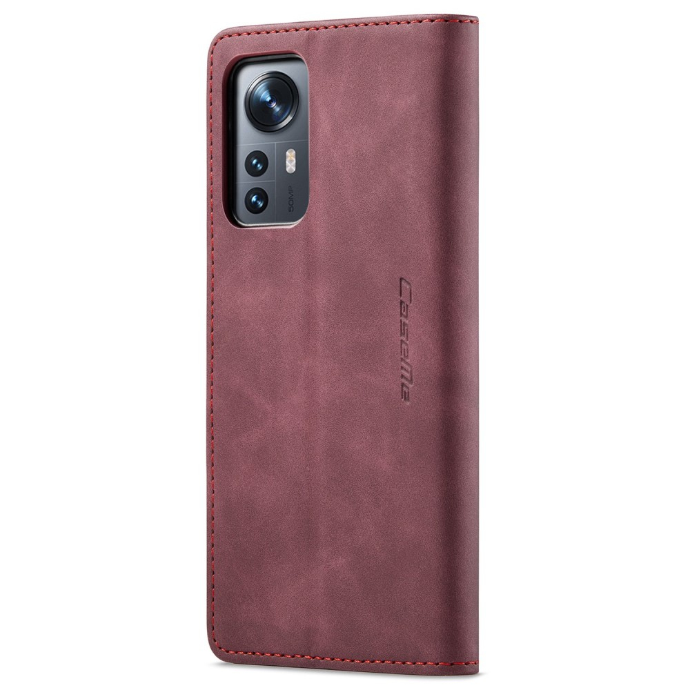 Xiaomi 12 Leder Tasche Flip Wallet Etui mit Kartenfächern - Rot