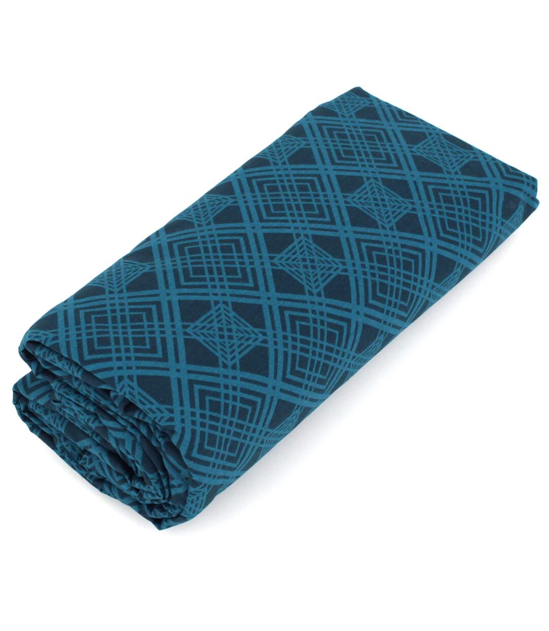 Drap housse imprimé 90x190 cm coton TALISMAN bleu paon Bonnet 23 cm
