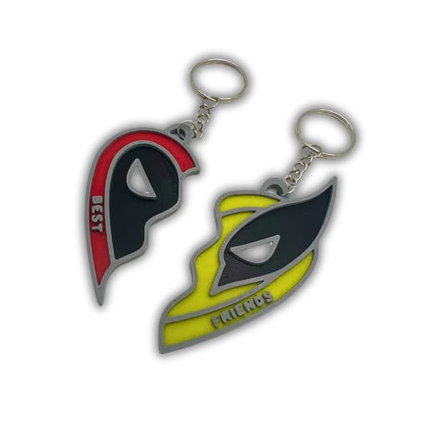 Deadpool & Wolverine hjerte nøkkelring kjede glidelås henger