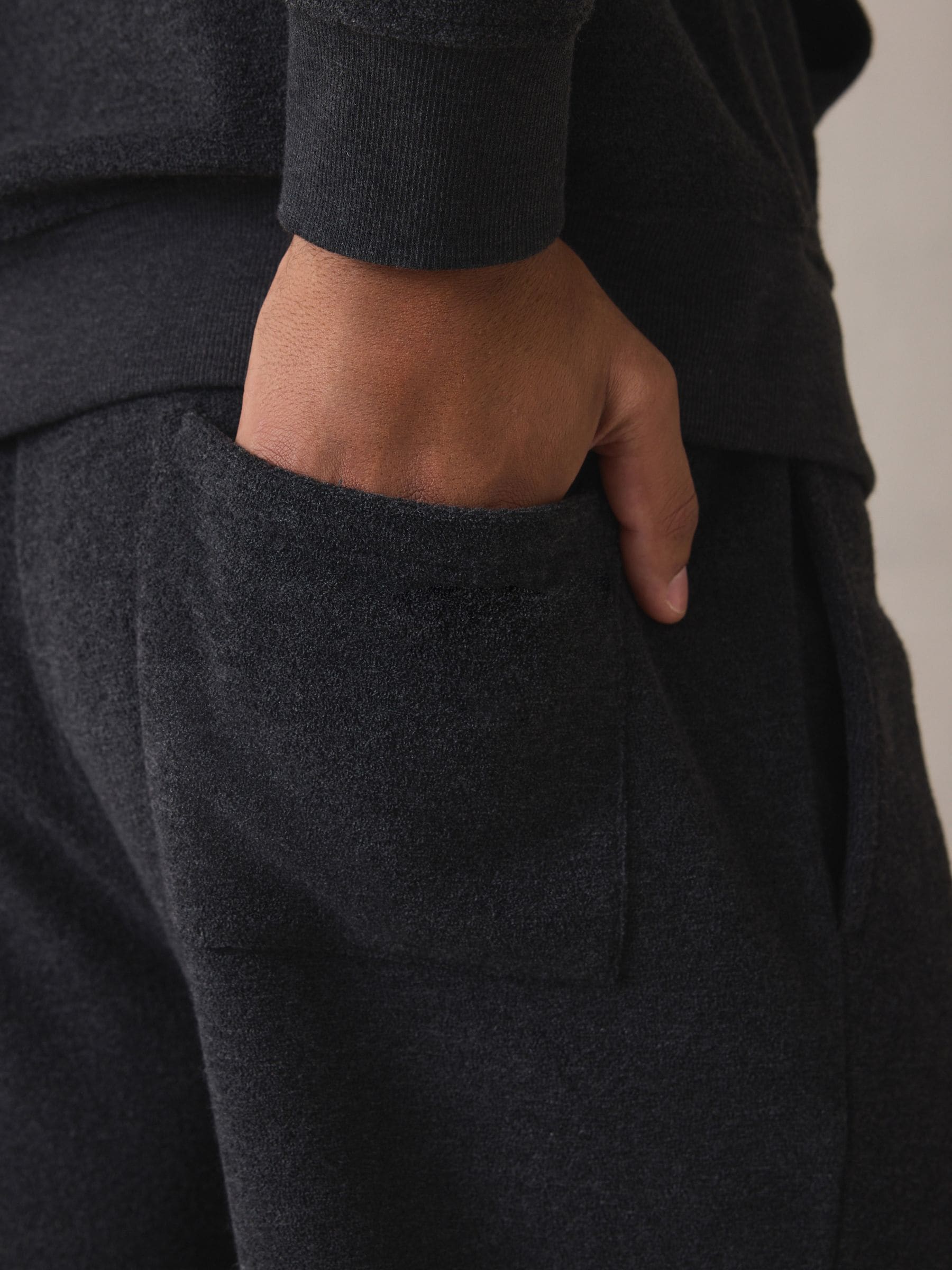 Antraciet - Hooded Towelling Pyjamas Set