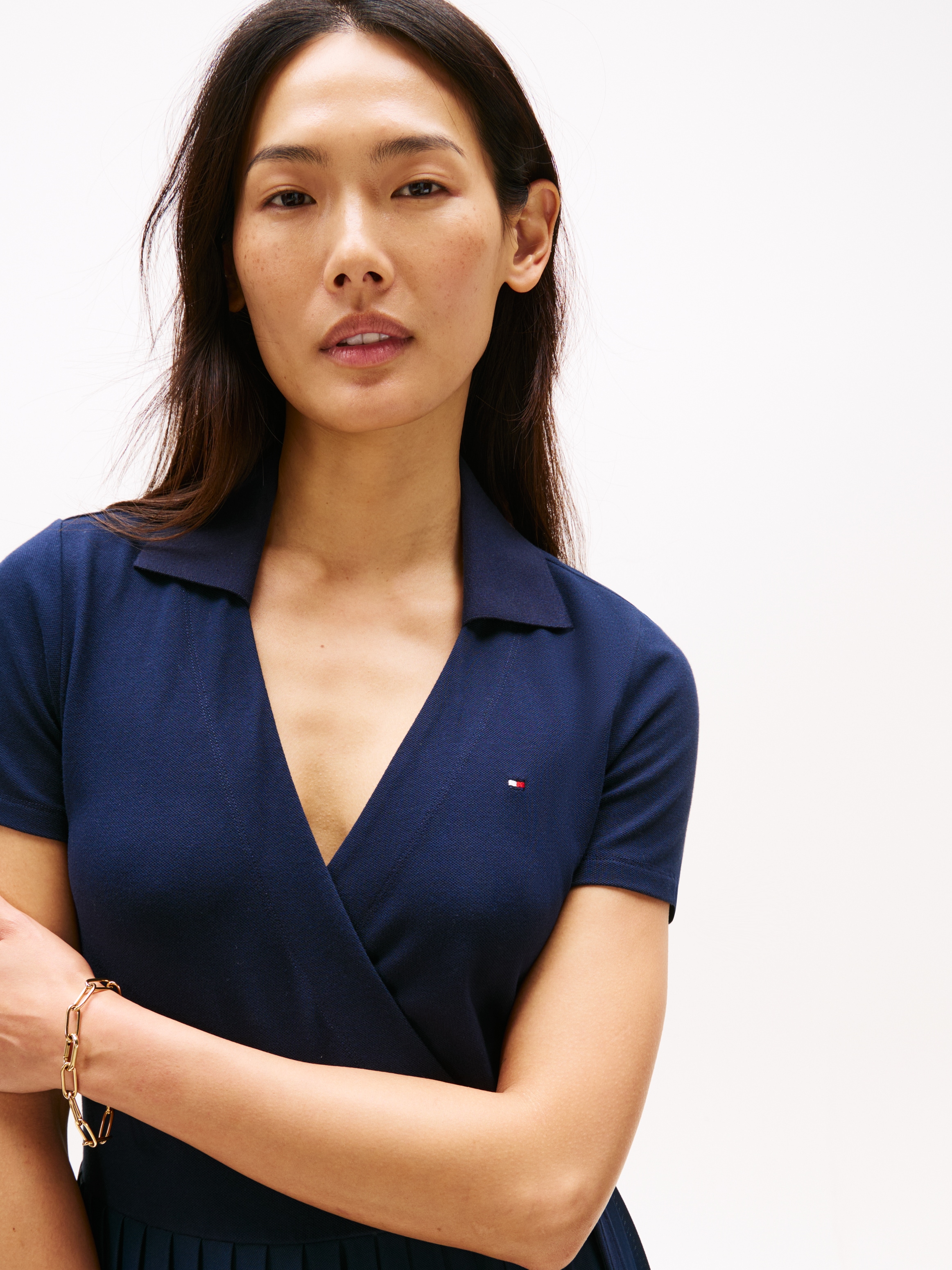 Tommy Hilfiger Wickelkleid »1985 PLEATED WRAP POLO DRS« mit Bundfalten