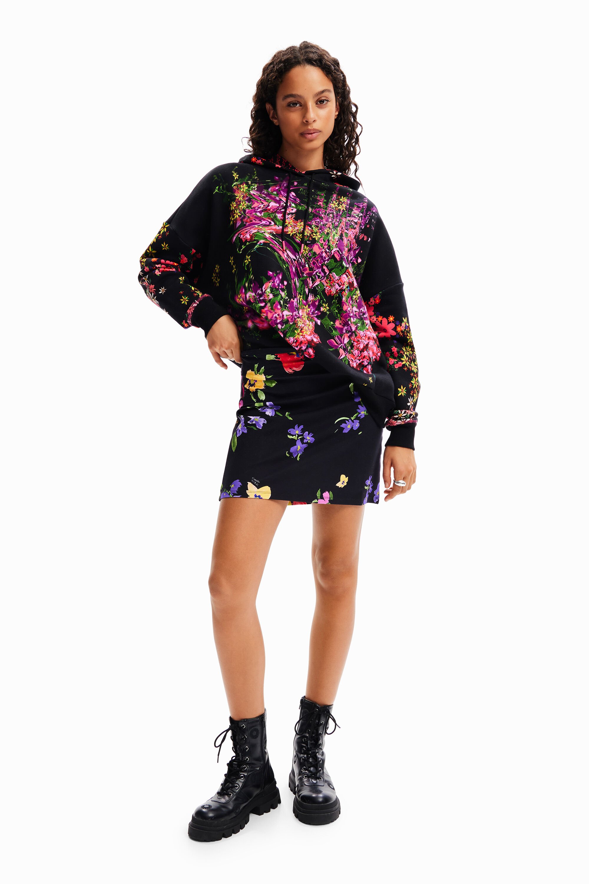 Mini-jupe élastiquée fleurs