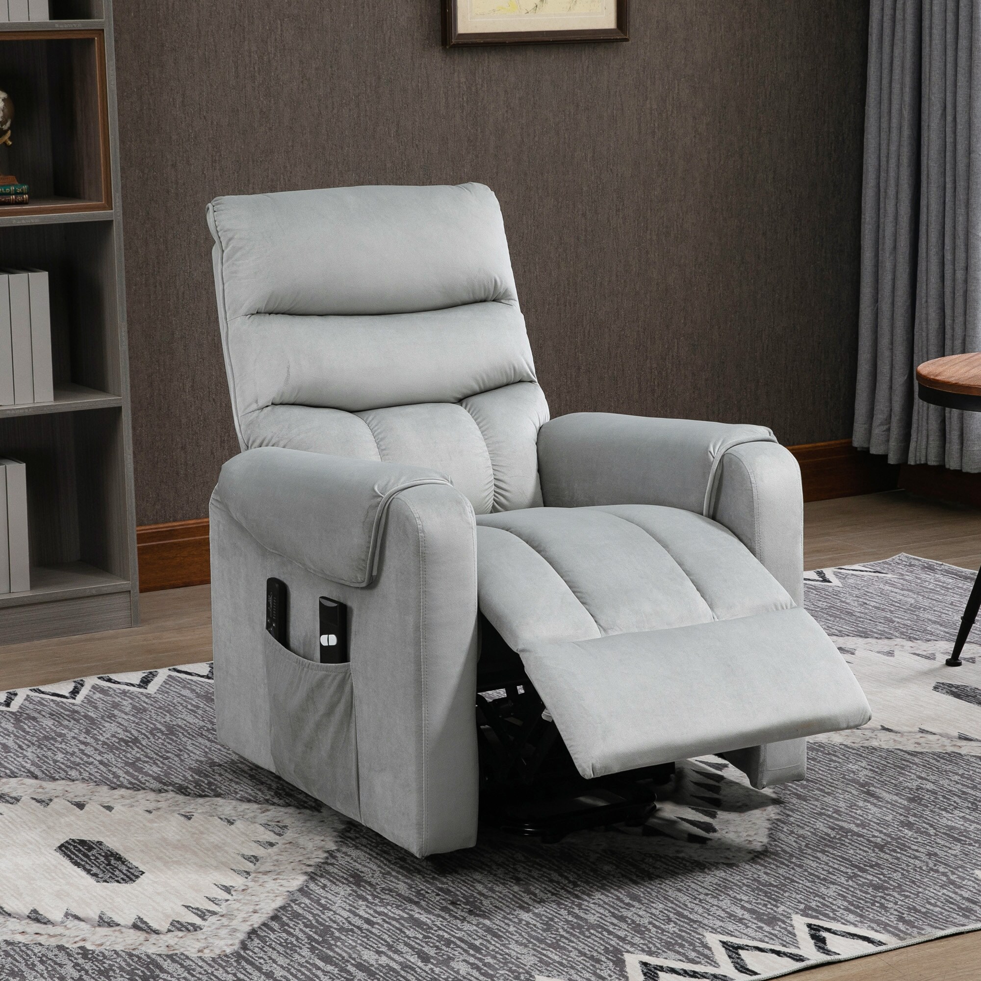 HOMCOM Massagesessel mit Aufstehhilfe und 2 Fernbedienungen grau 79B x 97T x 103H cm