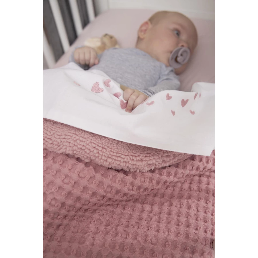 MEYCO Babydecke Waffel Teddy - Old Pink