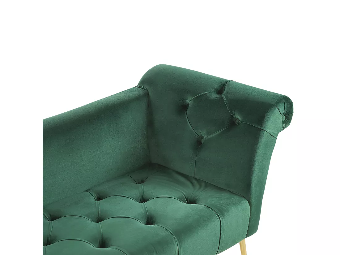 Chaise longue en velours vert foncé NANTILLY