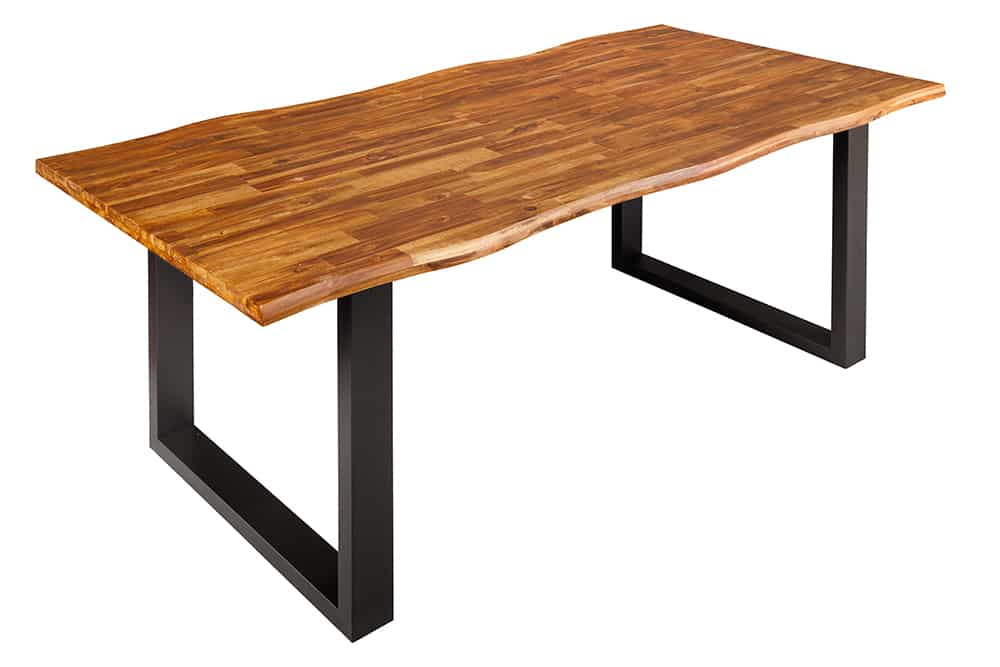 Massivholz Esstisch GENESIS 180cm natur anthrazit Akazie Baumkante Industrial Design