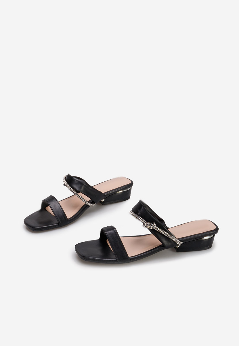 Mules à petit talon noirs Raziana