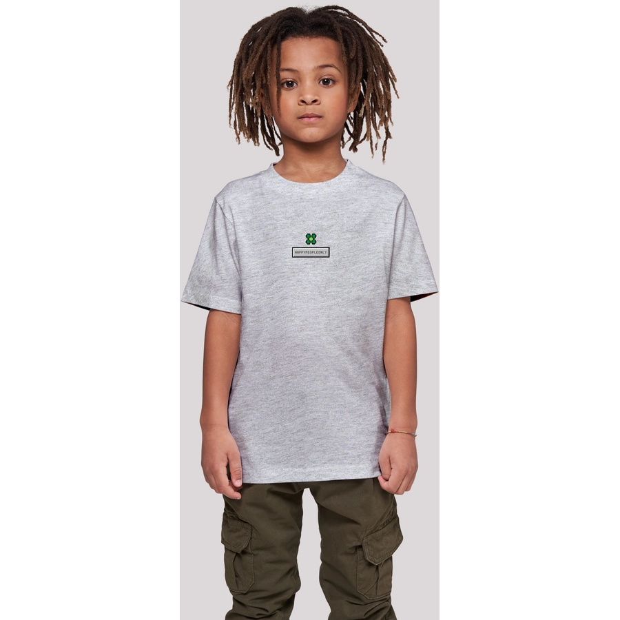 F4NT4STIC T-Shirt Silvester Happy New Year Pixel Kleeblatt heather grey