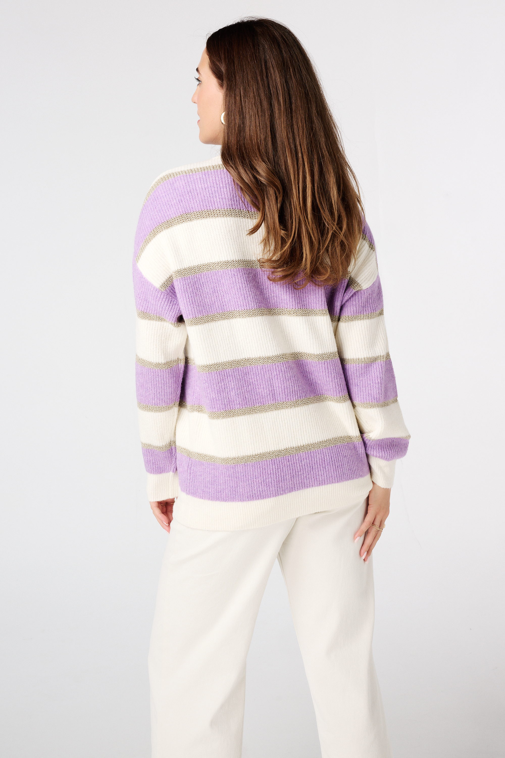 Gestreepte trui met lurex Multi lilac