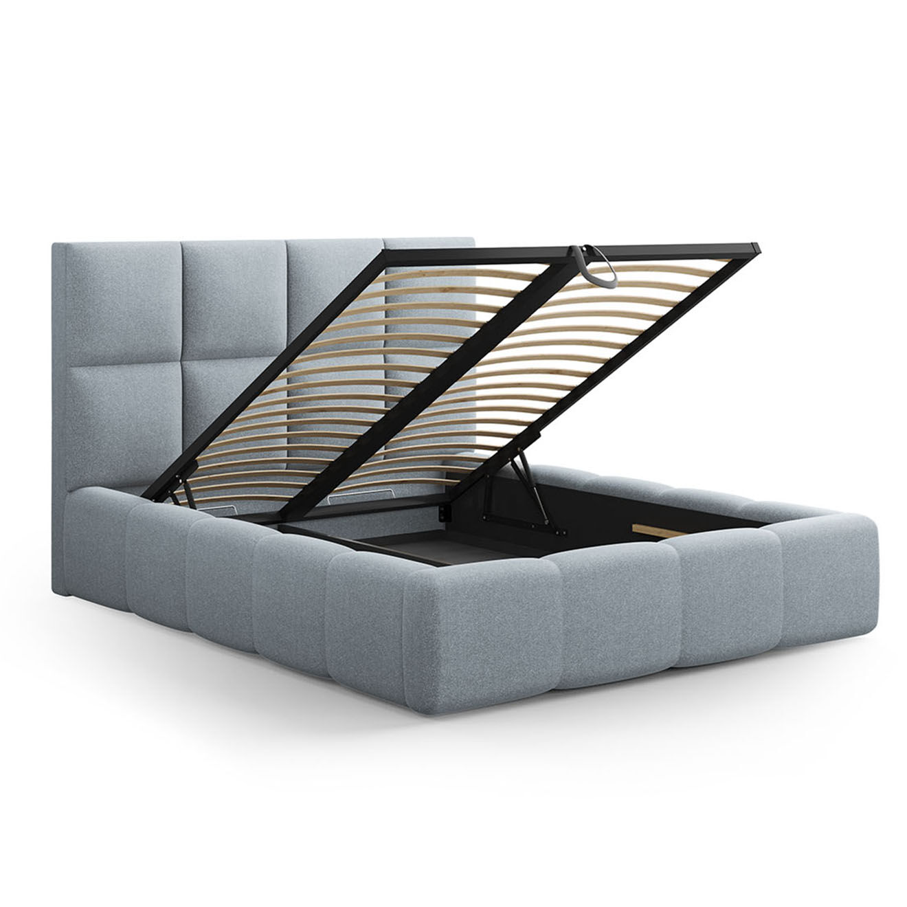 Maison Héritage Lit avec coffre de rangement Isa bleu clair - 230x205x125 cm