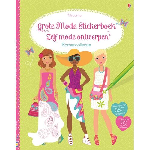 Uitgeverij usborne grote mode stickerboek zelf mode ontwerpen zomer