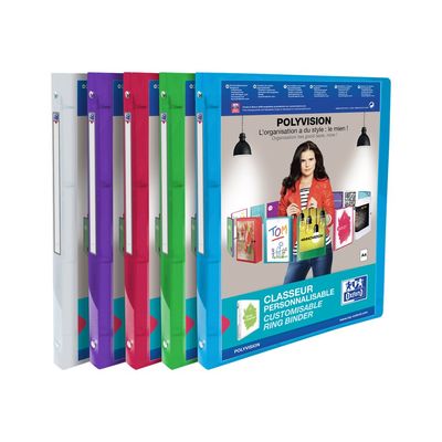 Oxford Polyvision - Classeur à anneaux personnalisable - Dos 20 mm - A4 - pour 60 feuilles - disponible dans différentes couleurs