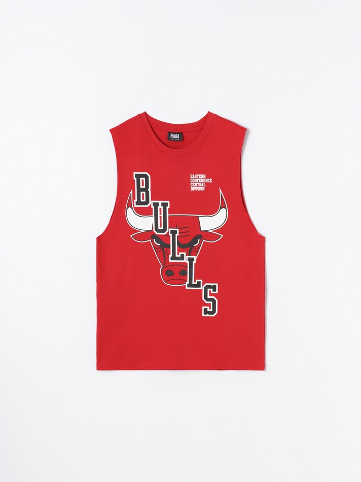 Camiseta regata maxi estampada do Chicago Bulls da NBA - Vermelha