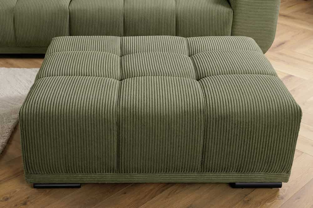 Moderner Hocker ELEGANCIA 110cm grün Cord mit Ziersteppung
