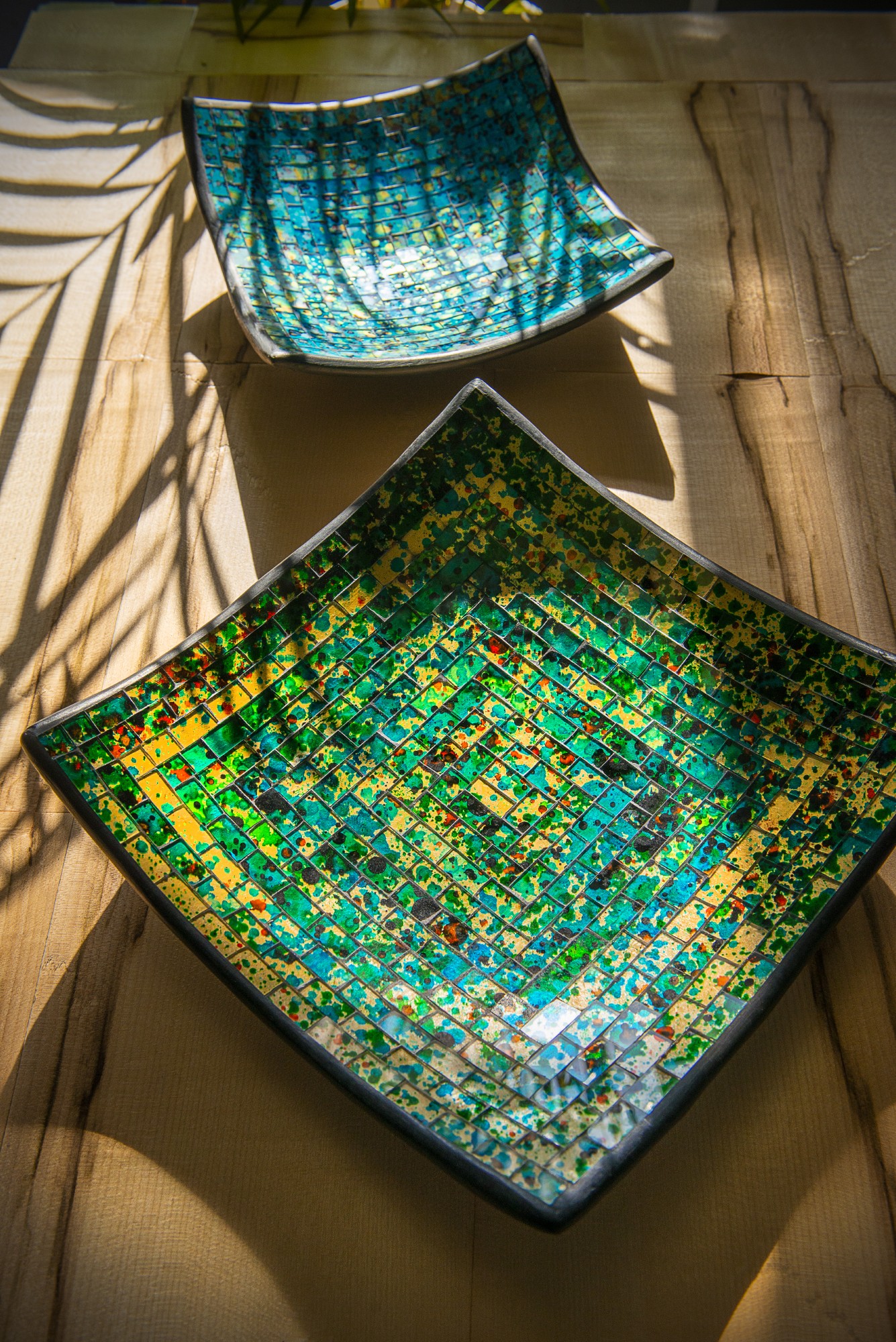 3er-Set Mosaikteller 'Moos', grün von fischer's lagerhaus