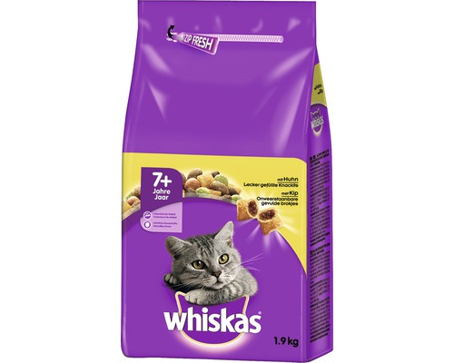 Whiskas 7+ droog kattenvoer met kip, 1,9 kg