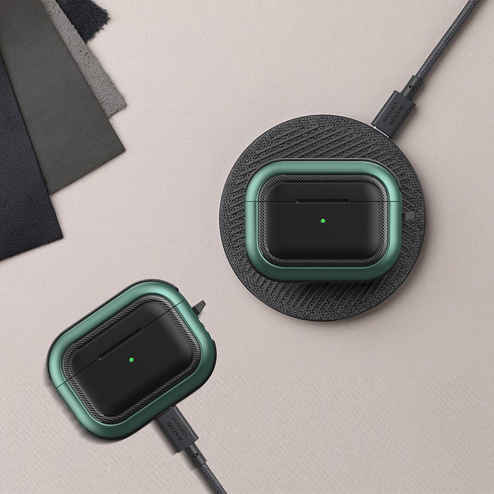 AirPods Pro Hybrid Hardcase Schutzhülle TPU Bumper mit Karabinerhaken - Schwarz / Weiss