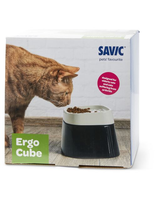 Savic Ergo Cube Food - Kattenvoerbak - 21x22x17.5 cm Zwart Wit