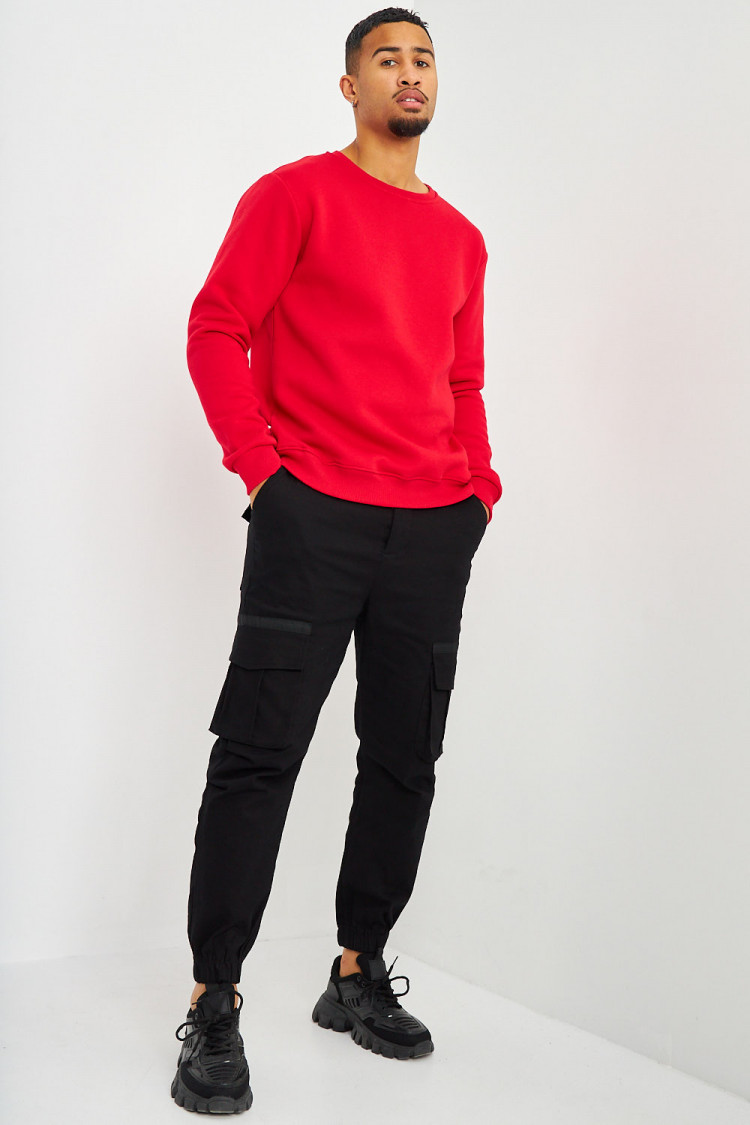 Sweat rouge col rond