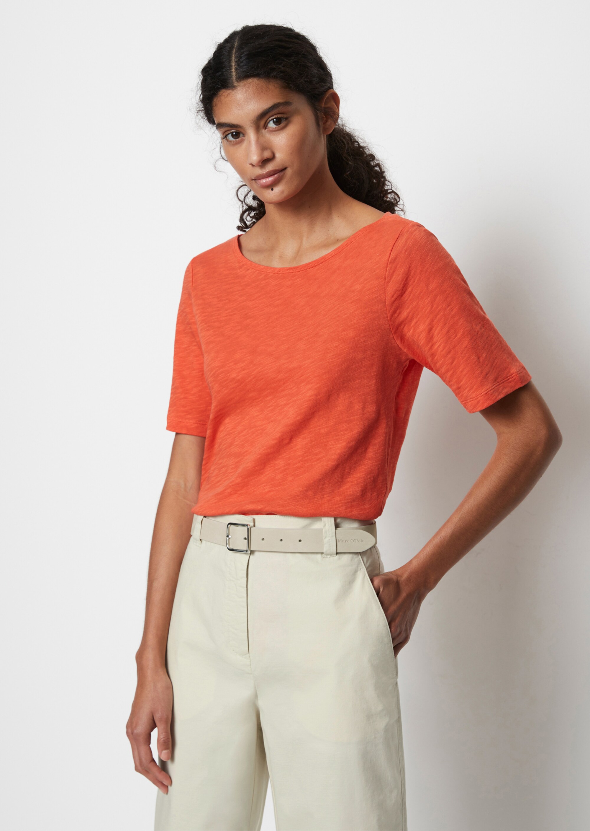 U-Boot-T-Shirt regularaus softem Slub-Jersey