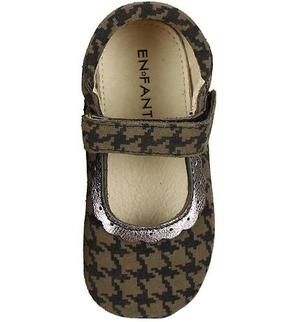 En Fant Ballerina Hausschuhe - Braun/Schwarz m. Muster