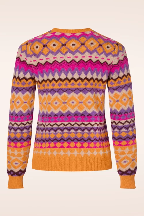 Surkana Jacqueline jacquard jumper in oranje en multi