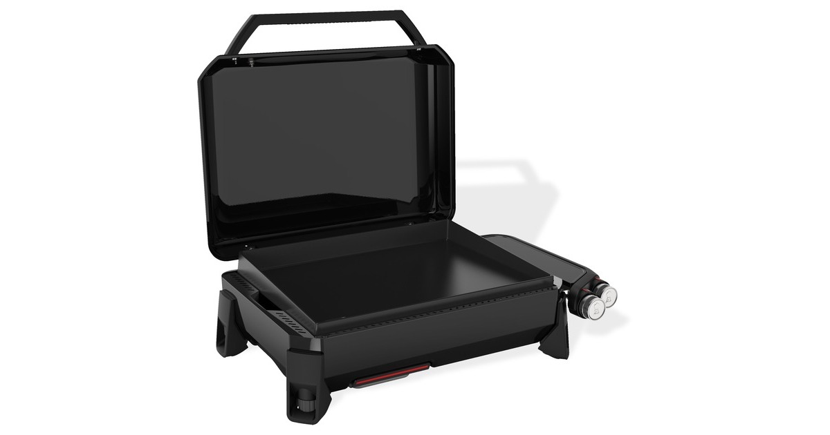 WeberSLATE GP Premium Griddle 56 cm Plancha gasbarbecue   (Zwart, Portable Griddle | 2 warmte-zones | anti-aanbaklaag | verstelbare poten | 260 °C en hoger)