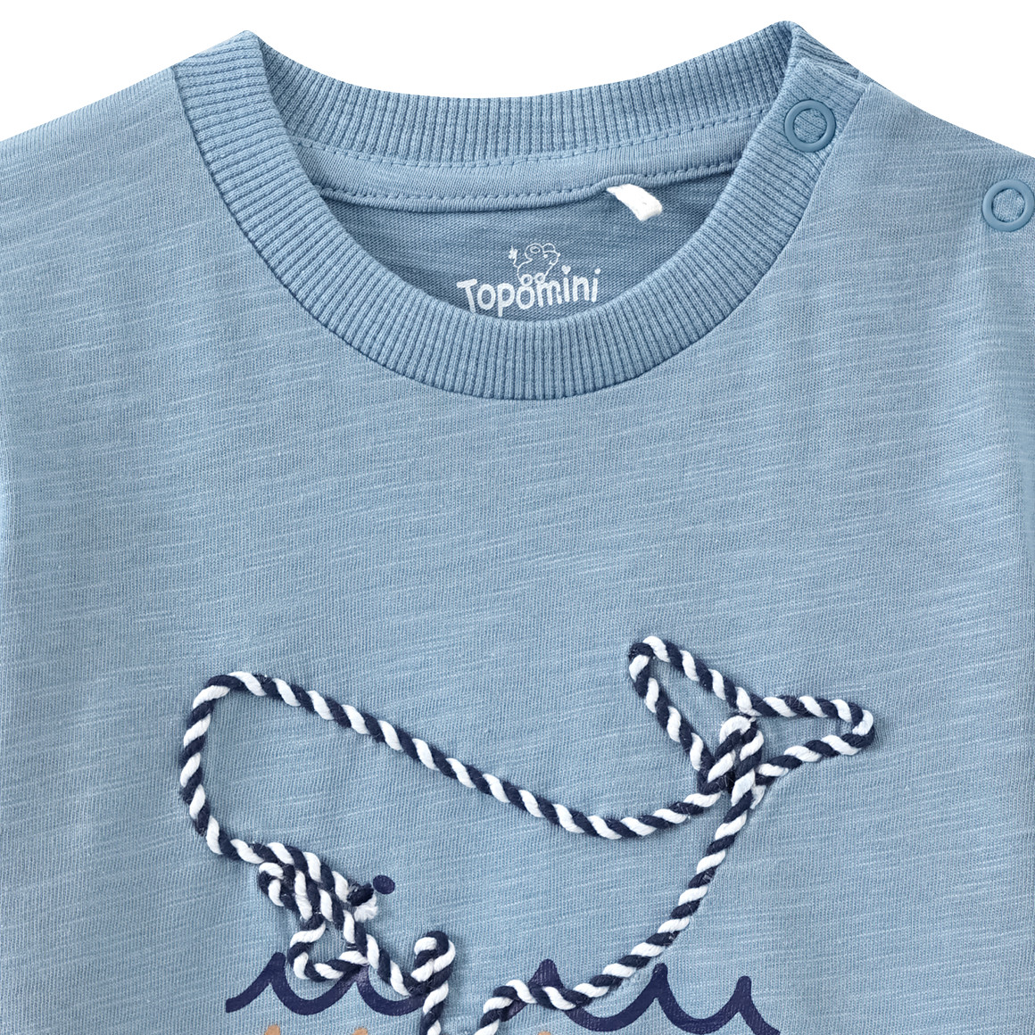 Topomini Baby T-Shirt mit Wal-Applikation blau