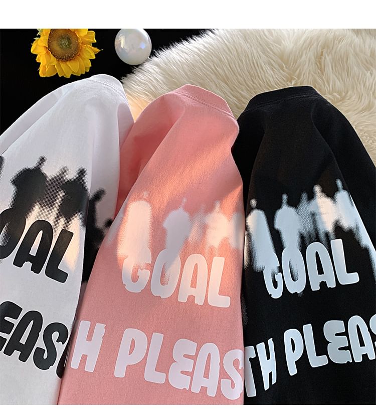 Breeson - T-shirt met korte mouwen, ronde hals en belettering