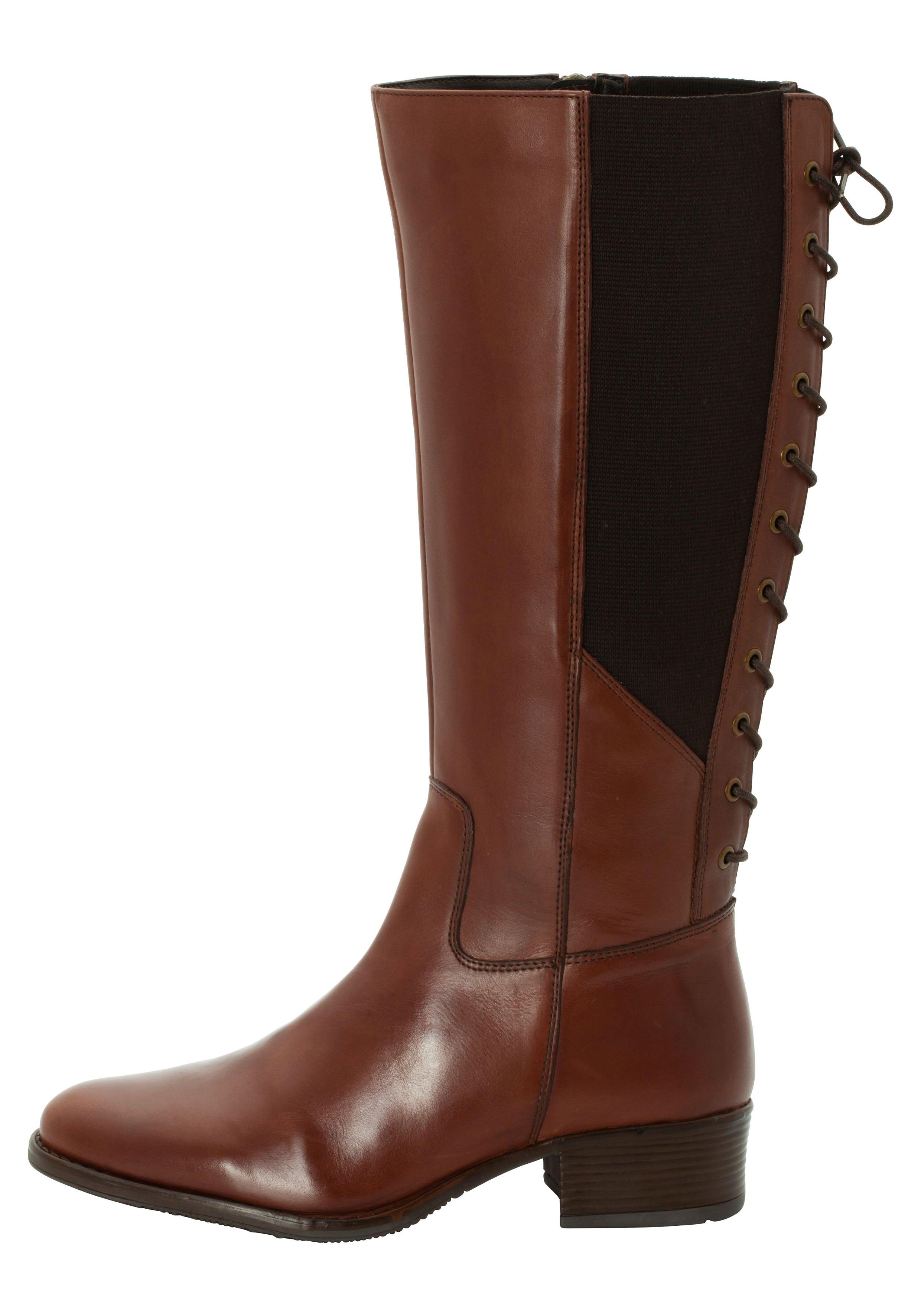 Weitschaftstiefel aus Leder mit  Schnürung