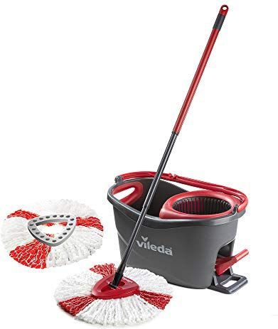 Vileda - Turbo Microvezel Mop en Emmer Set - Wit - Microvezel - Inclusief 2-in-1 Dweilkop