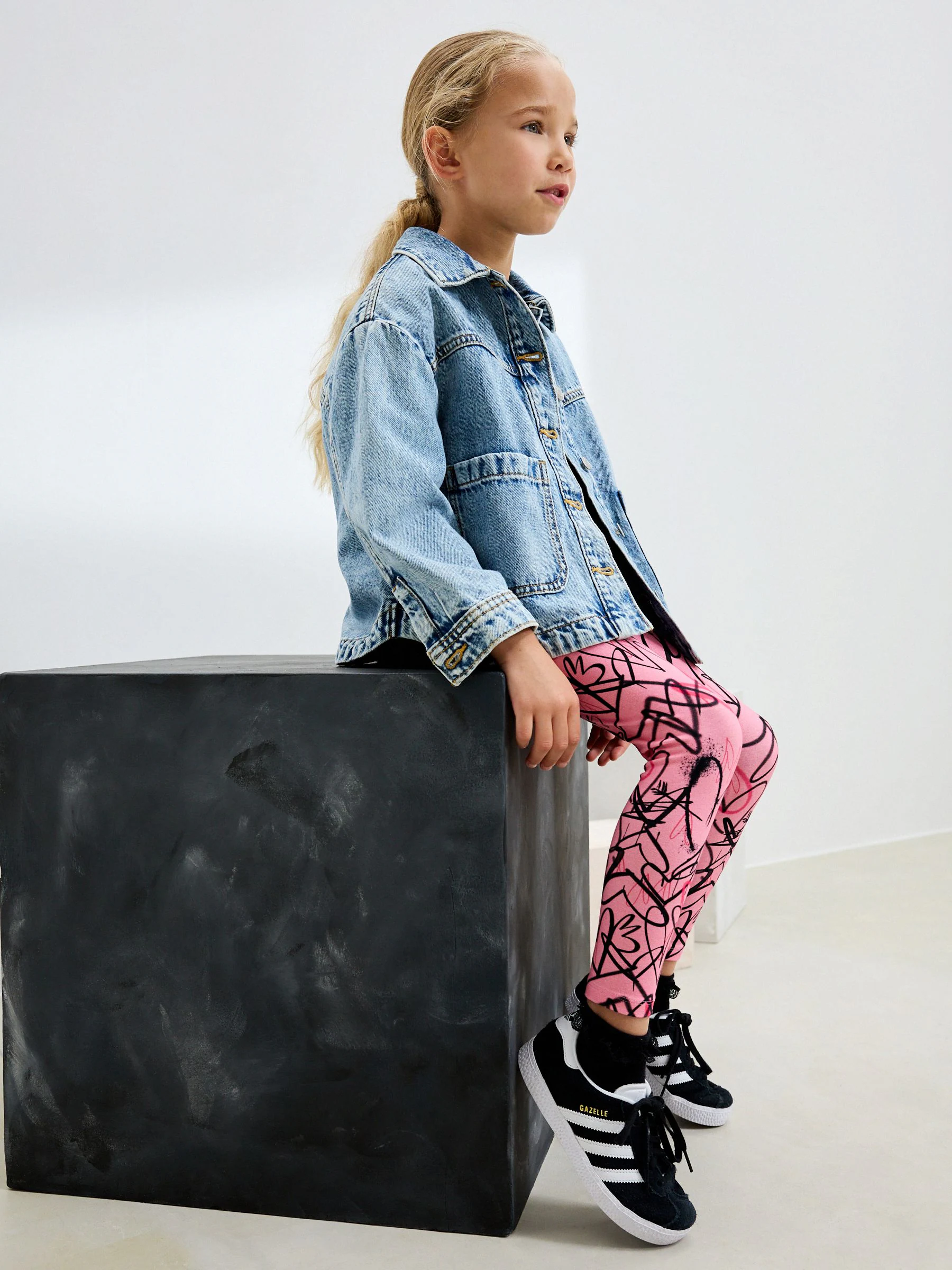 Roze graffiti hartjes - Legging (3-16 jr)