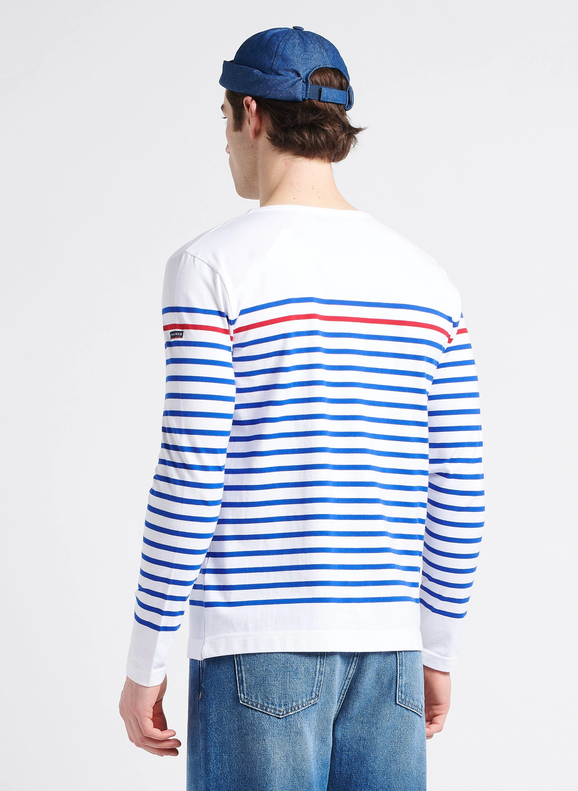 Marinière col rond regular-fit en coton | Bleu