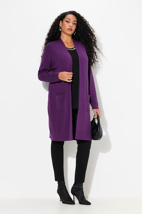 Strickjacke, lange, offene Form, weicher Feinstrick