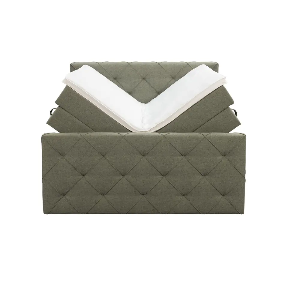 Boxspring met opbergruimte en voetbord Liv geruit - groen - 160x200cm