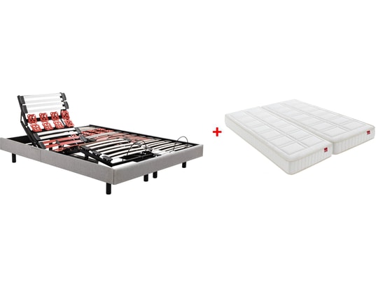 EPEDA - Sommier Electrique 2 x 90 x 200 Escapade 1820D gris clair + 2x balade équilibré