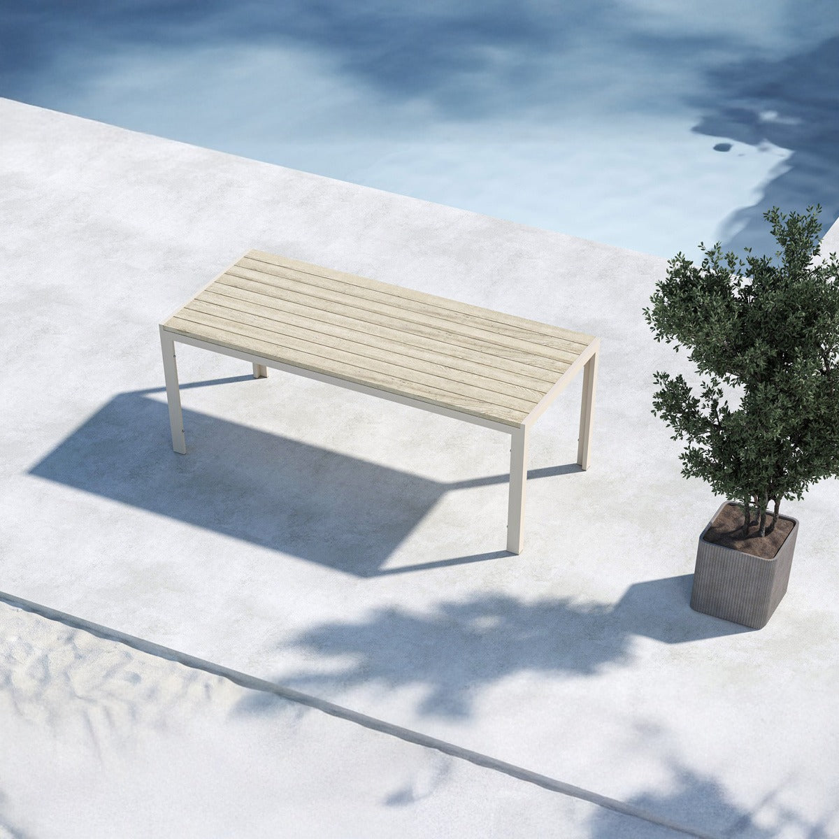 FjÃ´rd - Tuintafel Rechthoek - Beige Aluminium - 205x90x74cm - Mirko