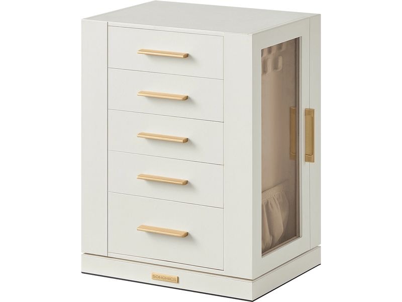Songmics Schmuckschatulle 16 x 22,2 x 28.5 cm Schmuckkästchen 360° drehbar