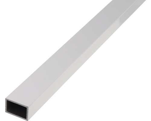 Rechthoekige aluminium buis, zilver geanodiseerd, 50x20x2 mm, 1 m