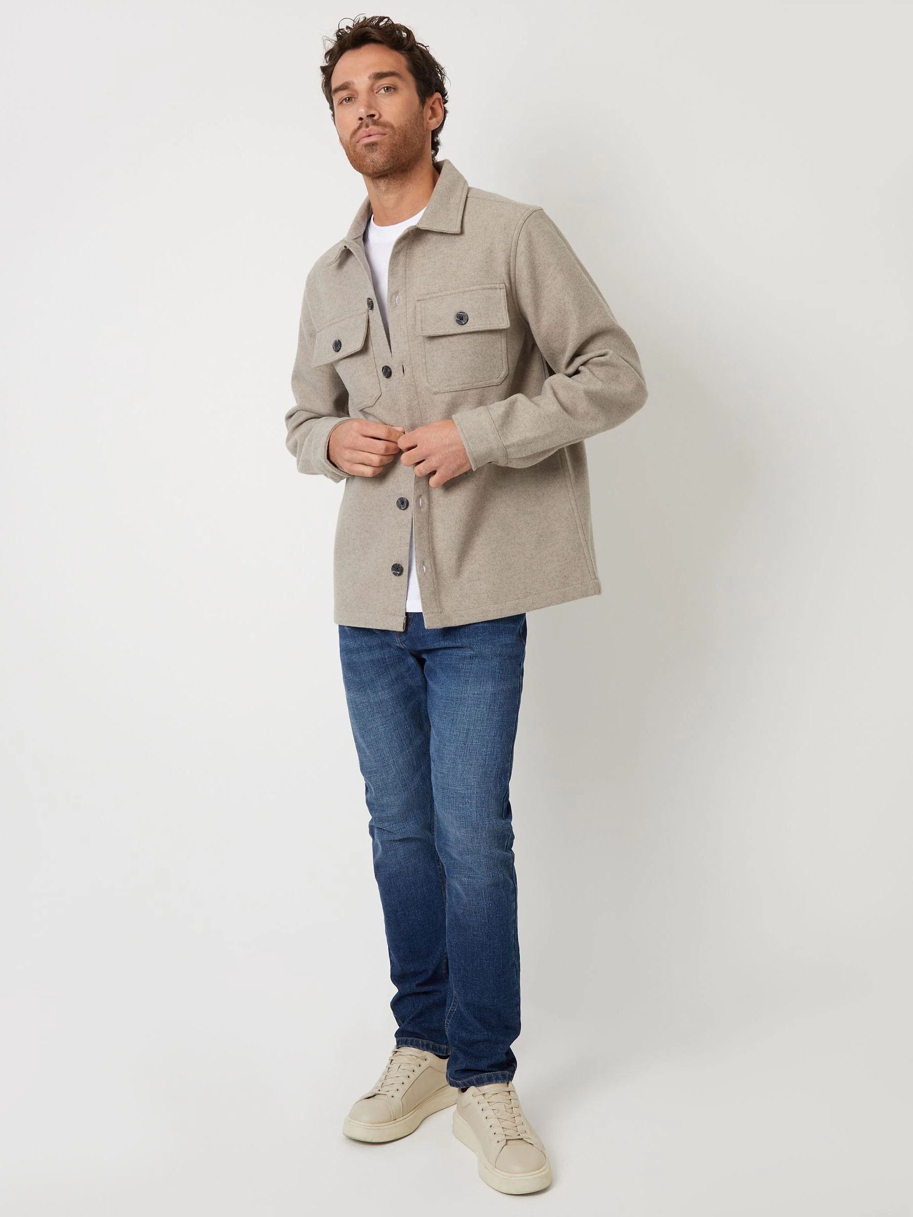 Pastelgeel - Threadbare imitatiebont wollen knoopsluiting overshirt