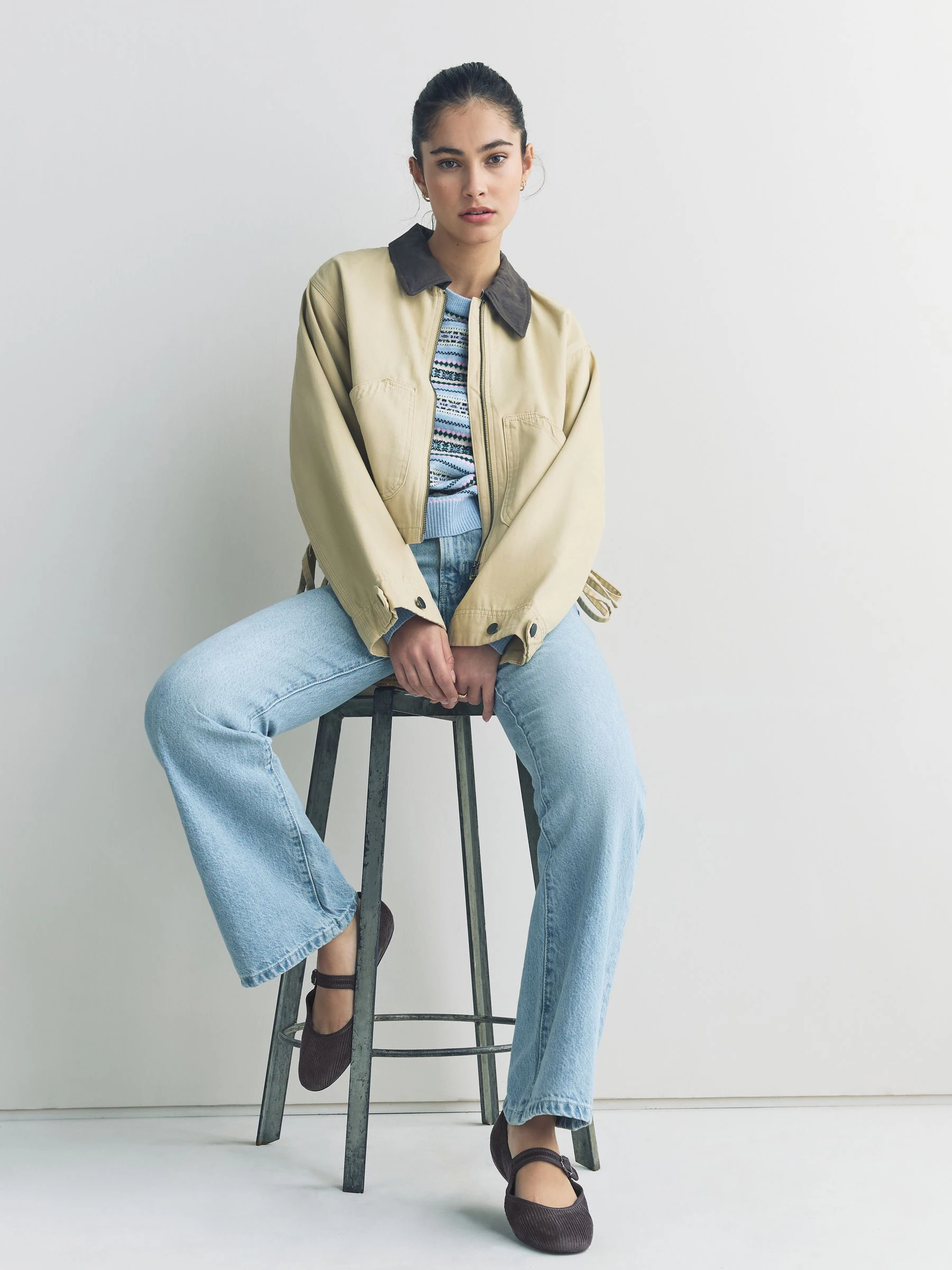 Grijze corduroy - Forever Comfort Round Toe Buckle Detail Mary Jane Shoes