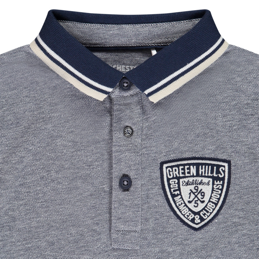 Polo manches longues patch blason pour garçon