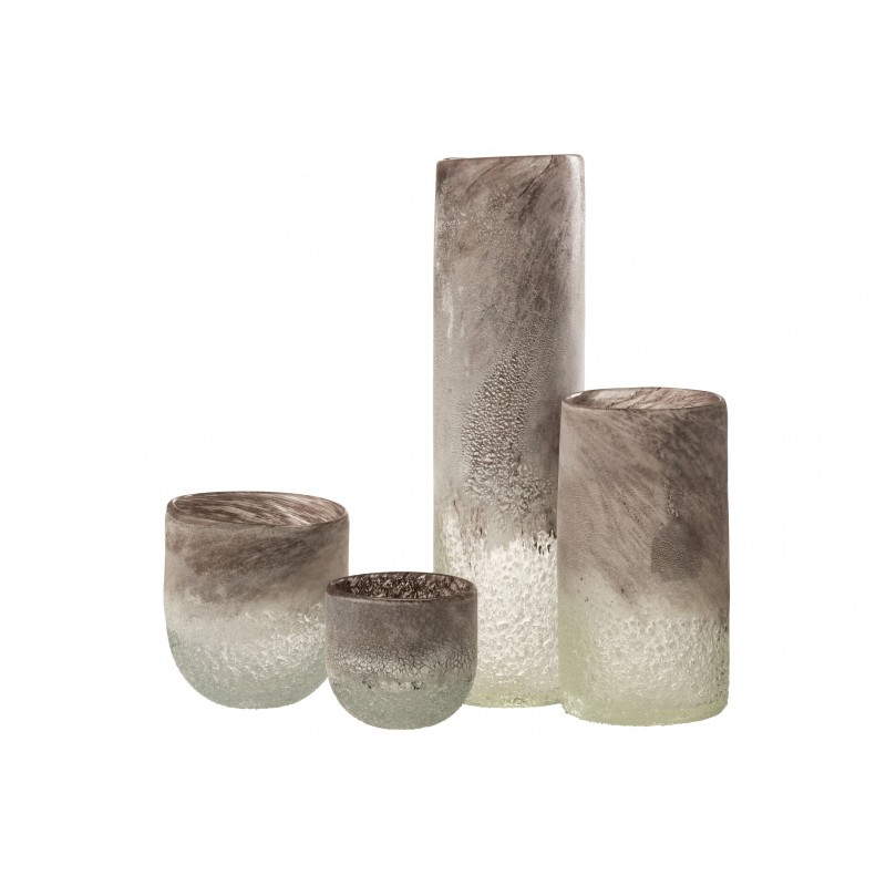 Photophore en verre gris 12.5x12.5x15 cm
