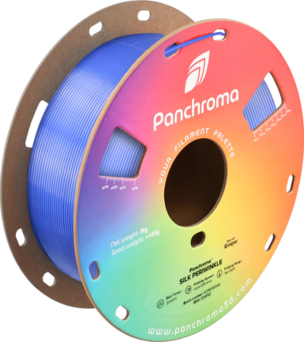 Polymaker  Panchroma™ PLA Silk Periwinkle, 1,75 mm / 1000 g    Der Glanz der Eleganz in Periwinkle