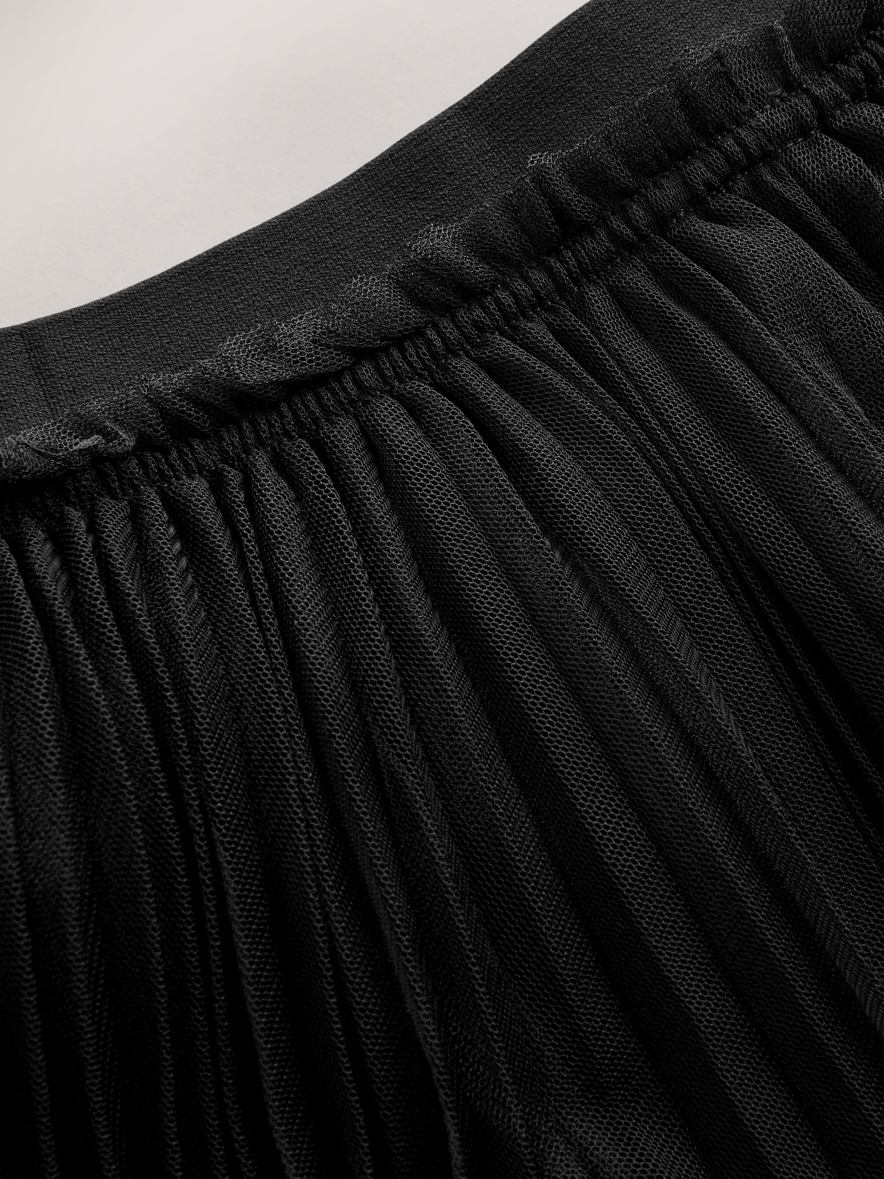 Zwart - Pleated Mesh Tulle Maxi Skirt