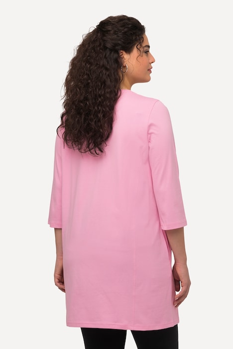 Longshirt, Wiener Nähte, V-Ausschnitt, 3/4-Arm