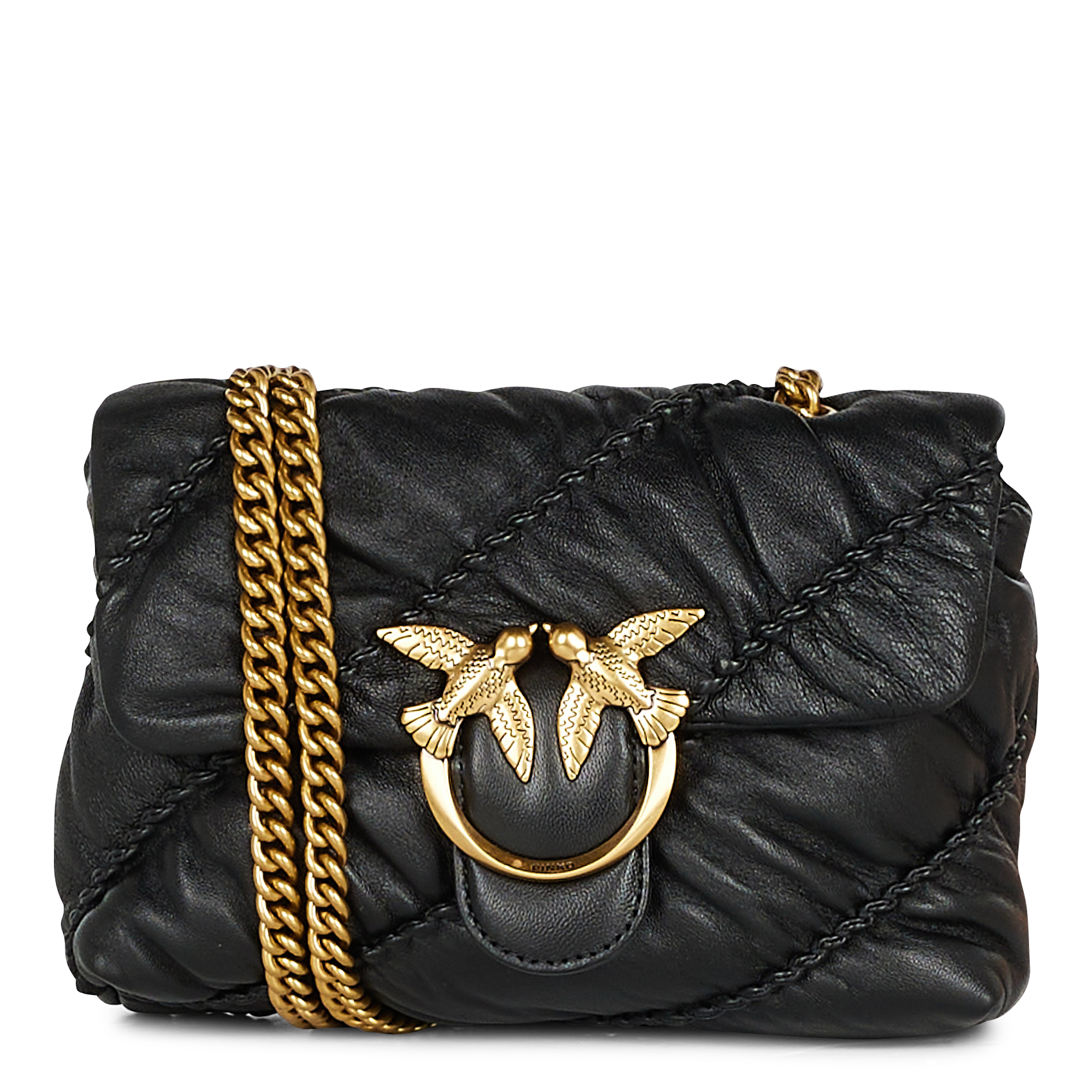 LOVE MINI PUFF RUFFLE 2 - Sac bandoulière en cuir effet froncé | Noir