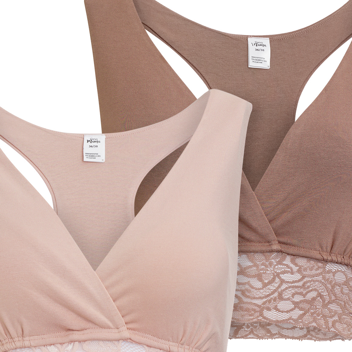 Gina Mama 2 Damen Still-Bustiers mit Spitze rosa / braun