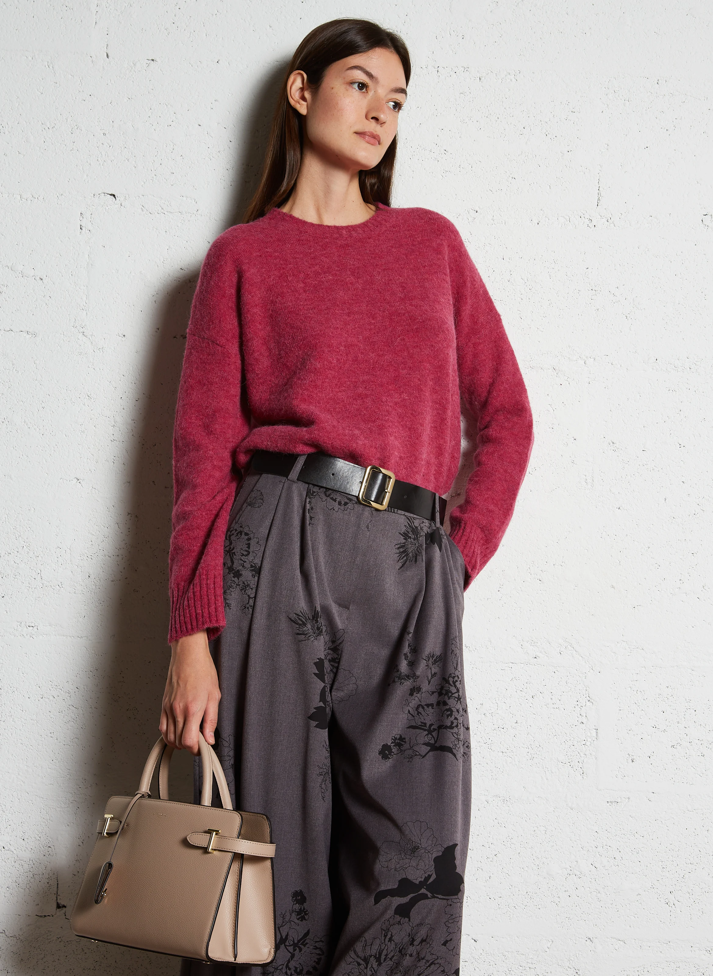 EMILIE - Sac à main en cuir grainé | Beige