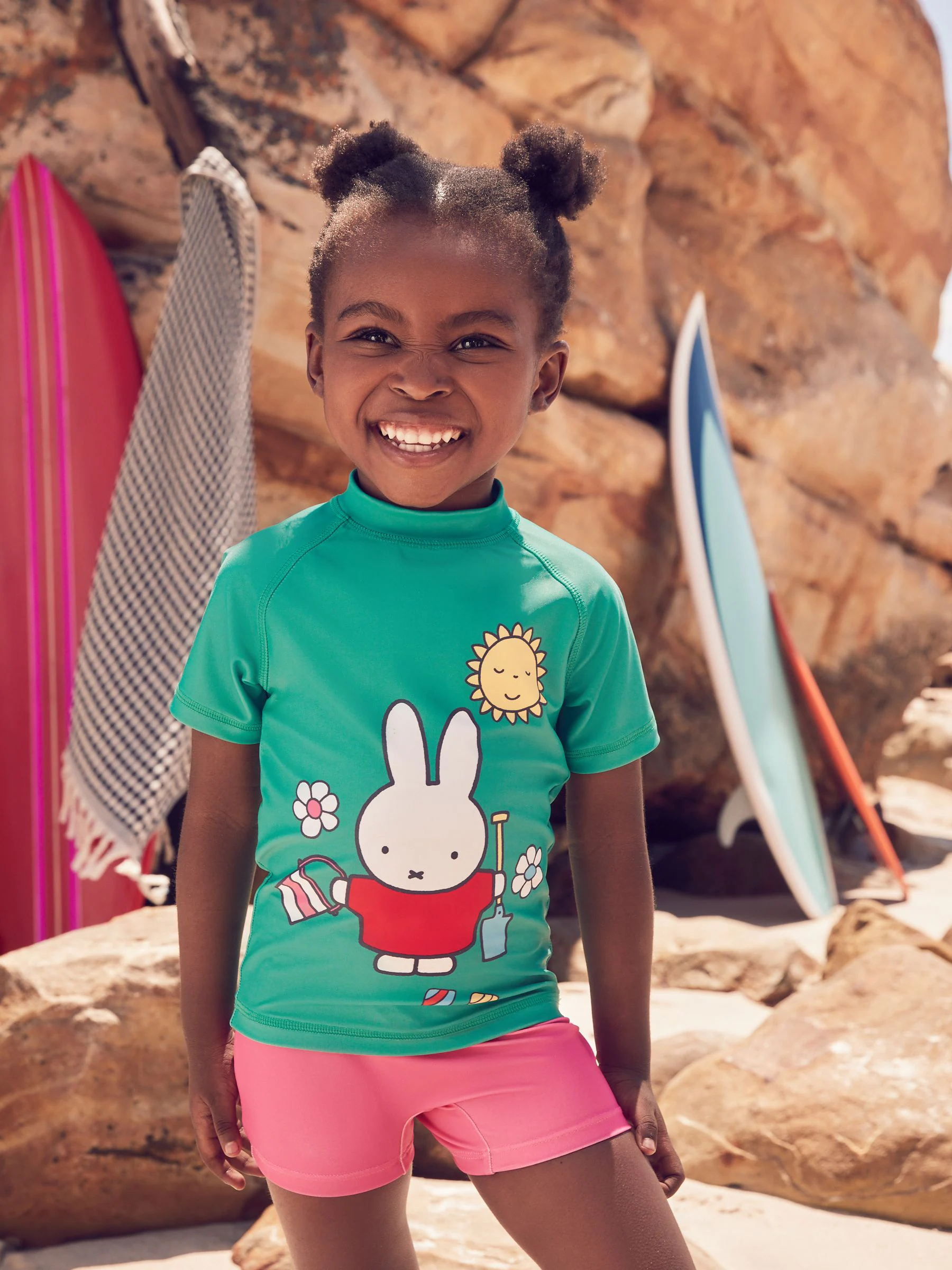 Groen/roze - Miffy-zonbeschermende set van surfhemdje met licentie (3mnd -7jr)